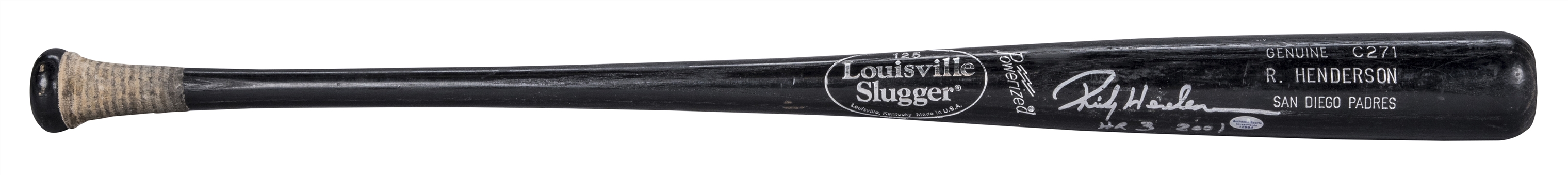 2001 Rickey Henderson Game Used and Signed Louisville Slugger C271 Model Bat (Henderson LOA & Beckett)